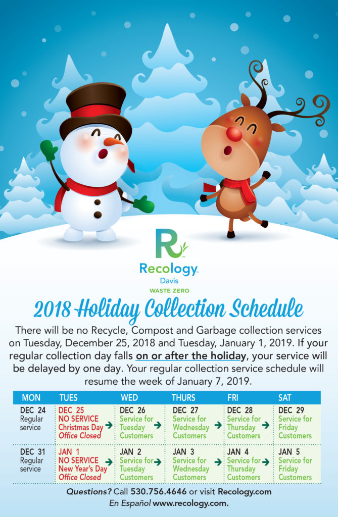 2018-2019 Holiday Collection Schedule - Recology - 2018-2019 Holiday Collection Schedule - Recology