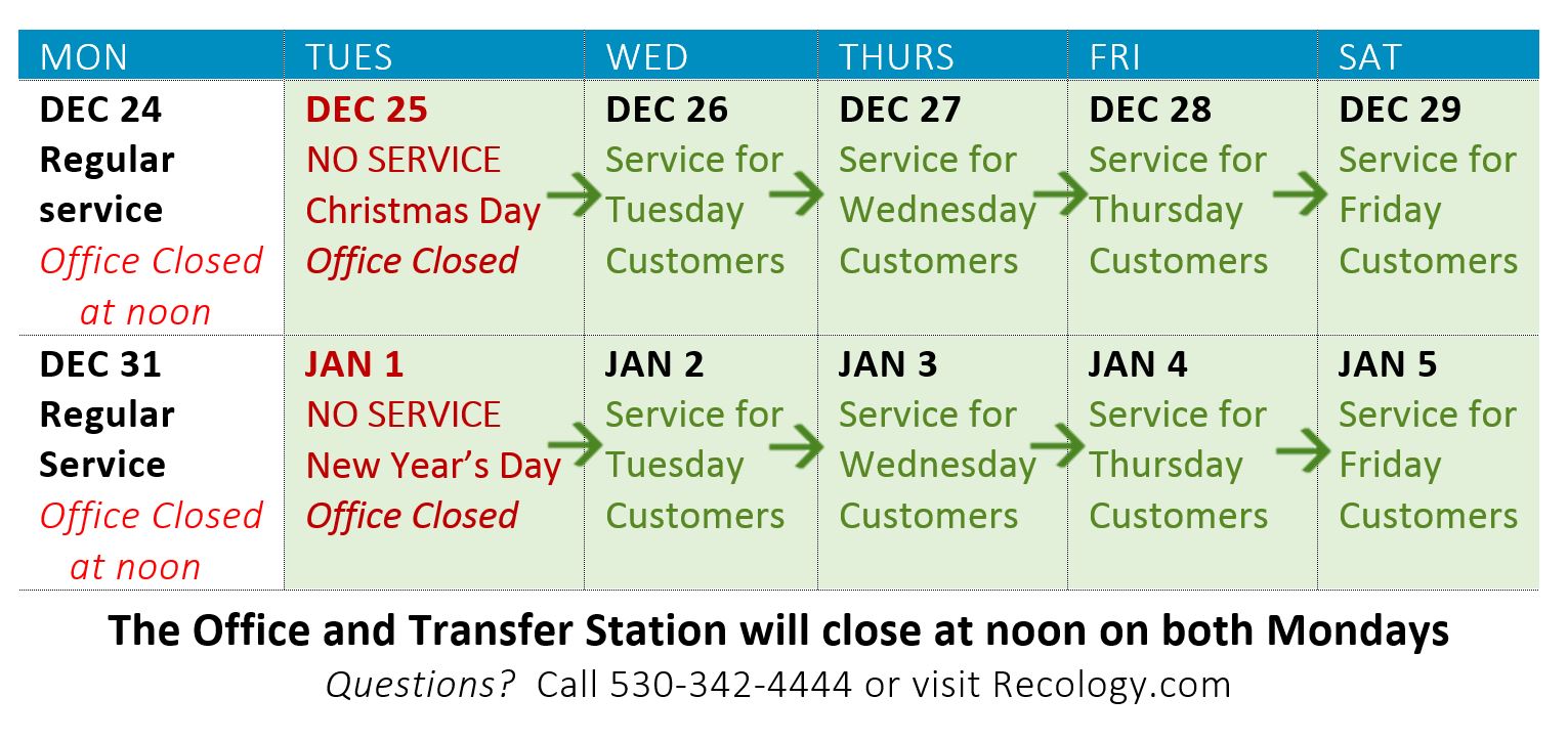 cOLLECTION cALENDAR FOR WEBSITE Recology Butte Colusa