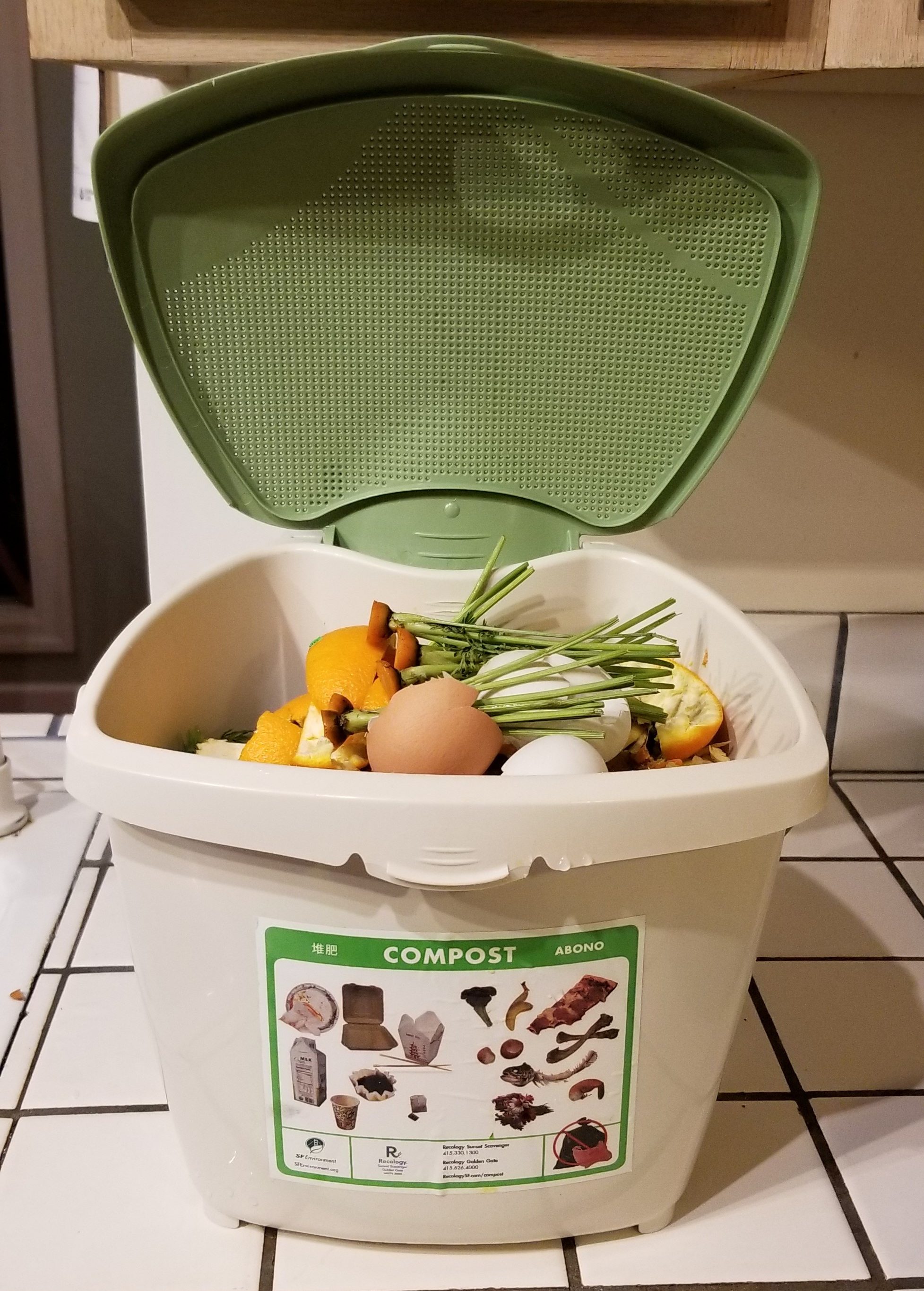 clean shot of kitchen compost pail Recology San Francisco