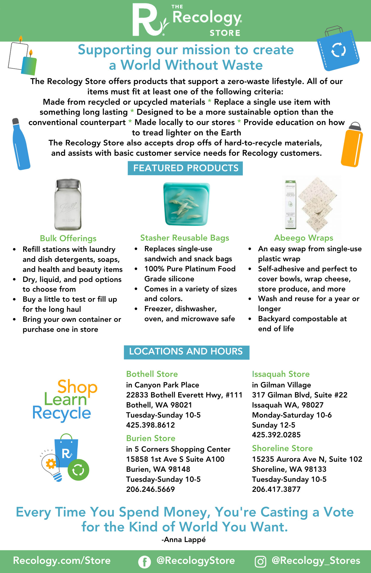 Sustainable Retail Store & Recycling Dropoff Recology King County Des Moines