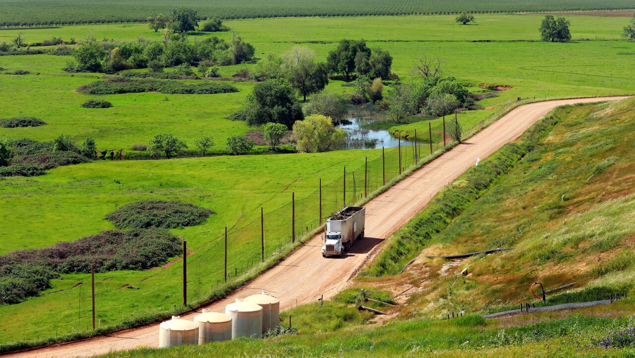 Truck traveling to composting facility