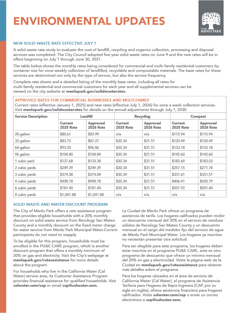 Menlo Park Bill Insert
