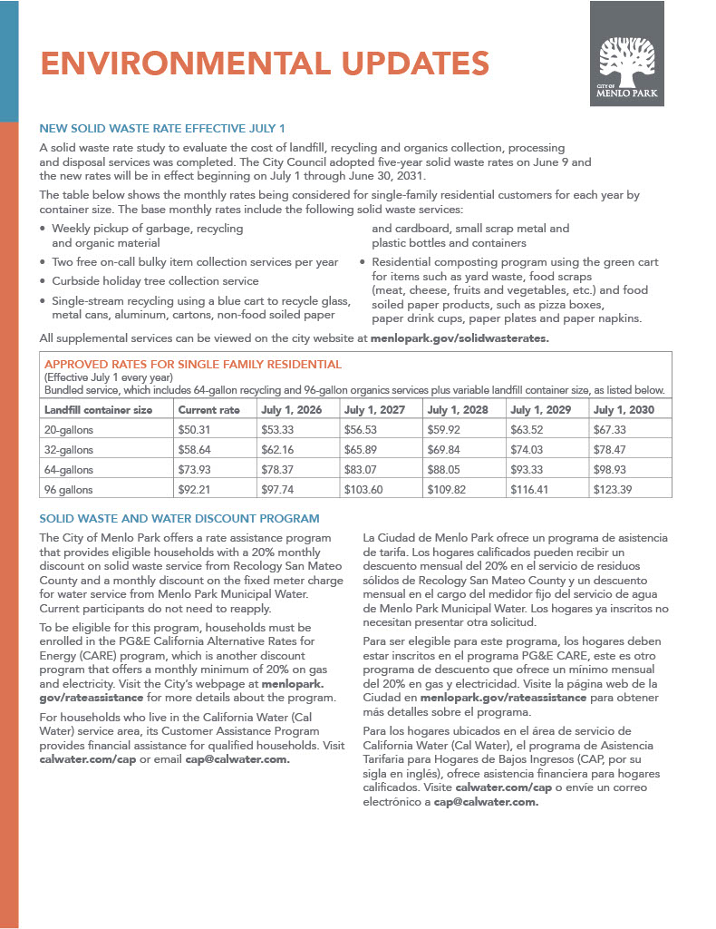 Menlo Park Bill Insert