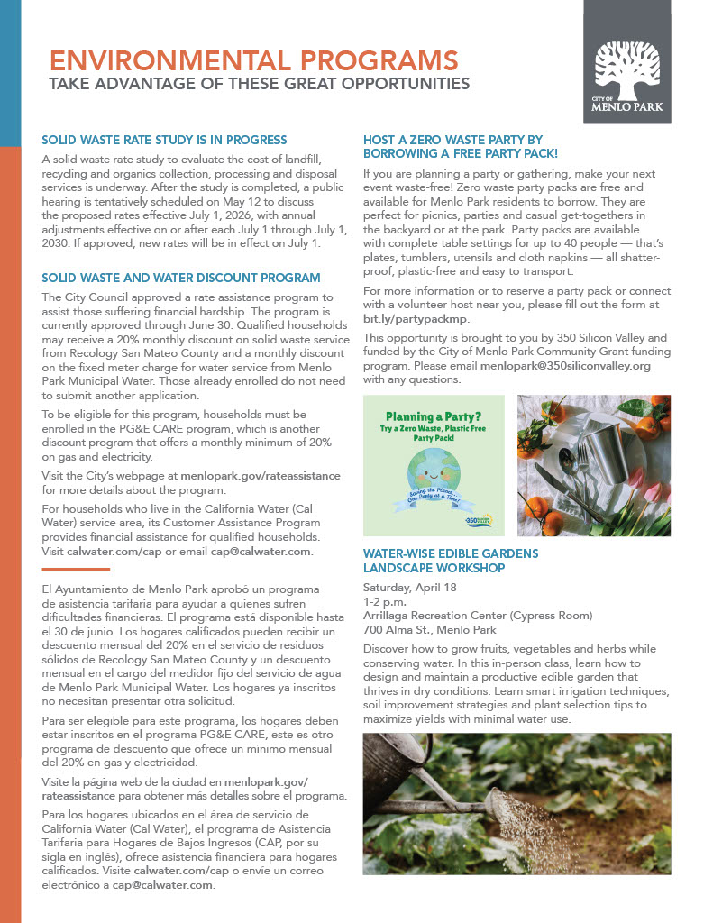 Menlo Park Bill Insert